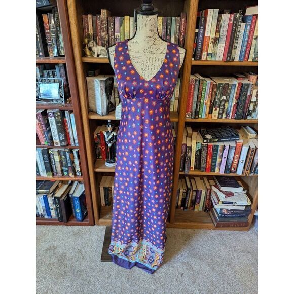 Corky Craig Dresses & Skirts - Vintage Corky Craig Women's Small Purple Floral Sleeveless Maxi Dress BOHO